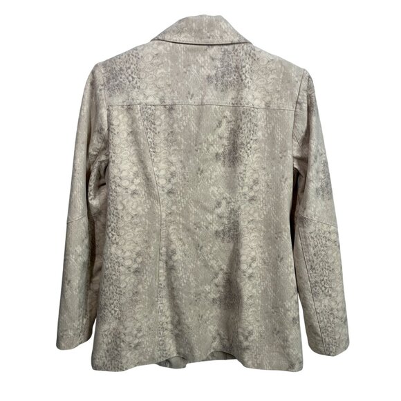 Chicos tan faux suede moto jacket small snake print preppy old money quiet luxur - Picture 8 of 16